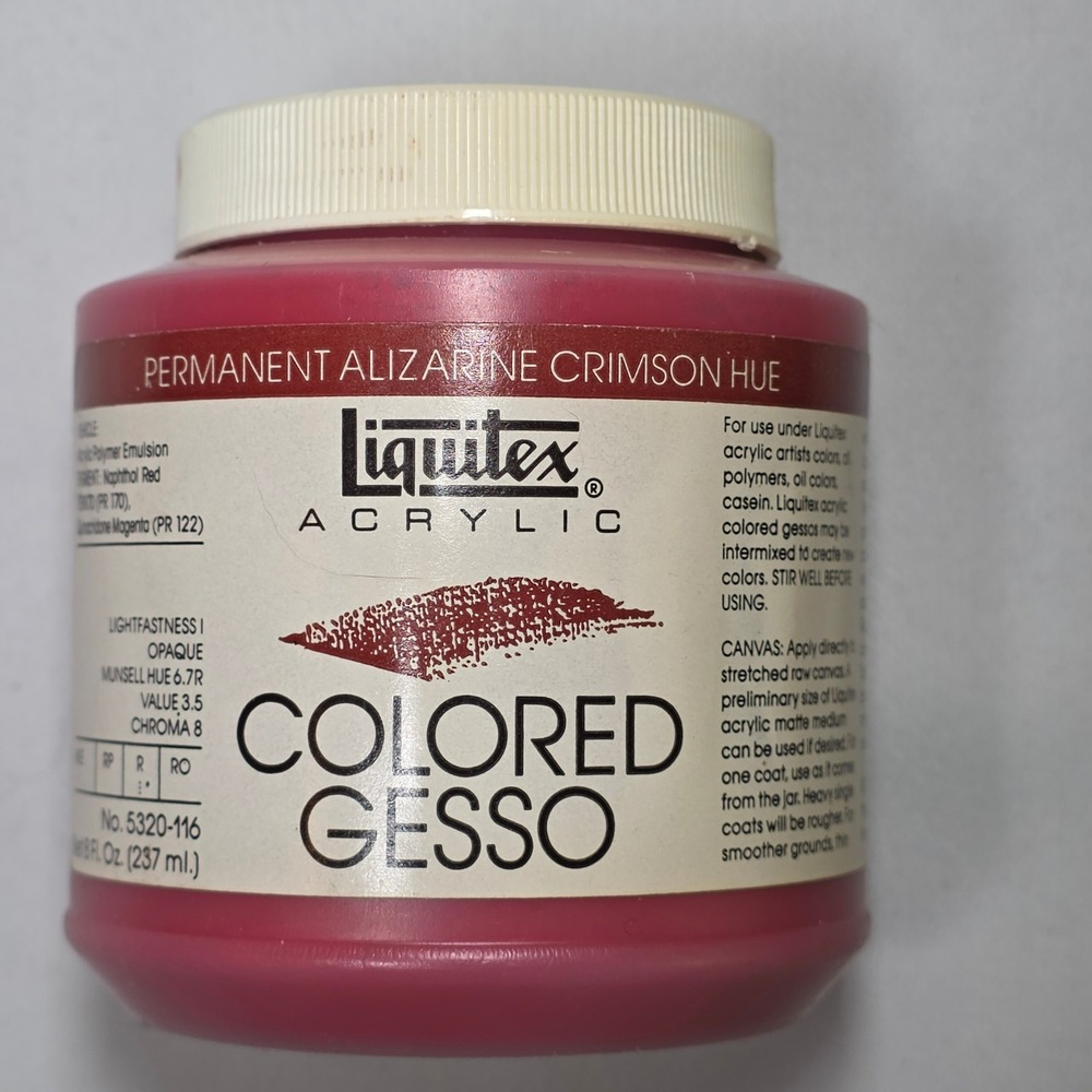 VTG Liquitex Acrylic Colored Gesso Permanent‎ Alizarine Crimson Hue 8oz UNOPENED
